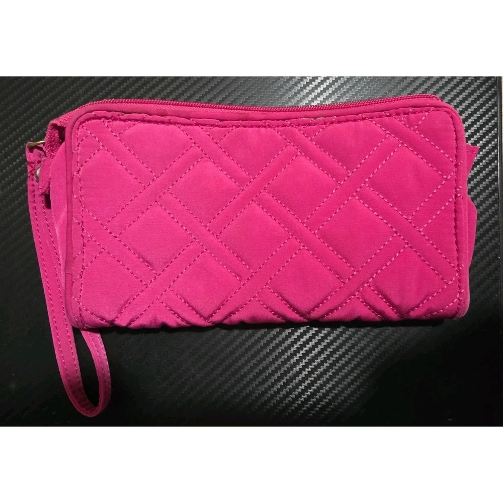 Vera Bradley PLUM Pink Front Zip Microfiber Wristlet Retired
